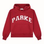 Red Parke Vasity Hoodie White Logo