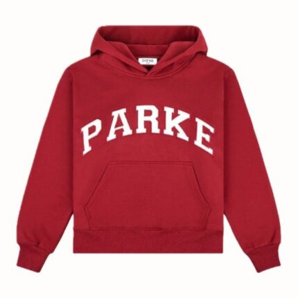 Red Parke Vasity Hoodie White Logo